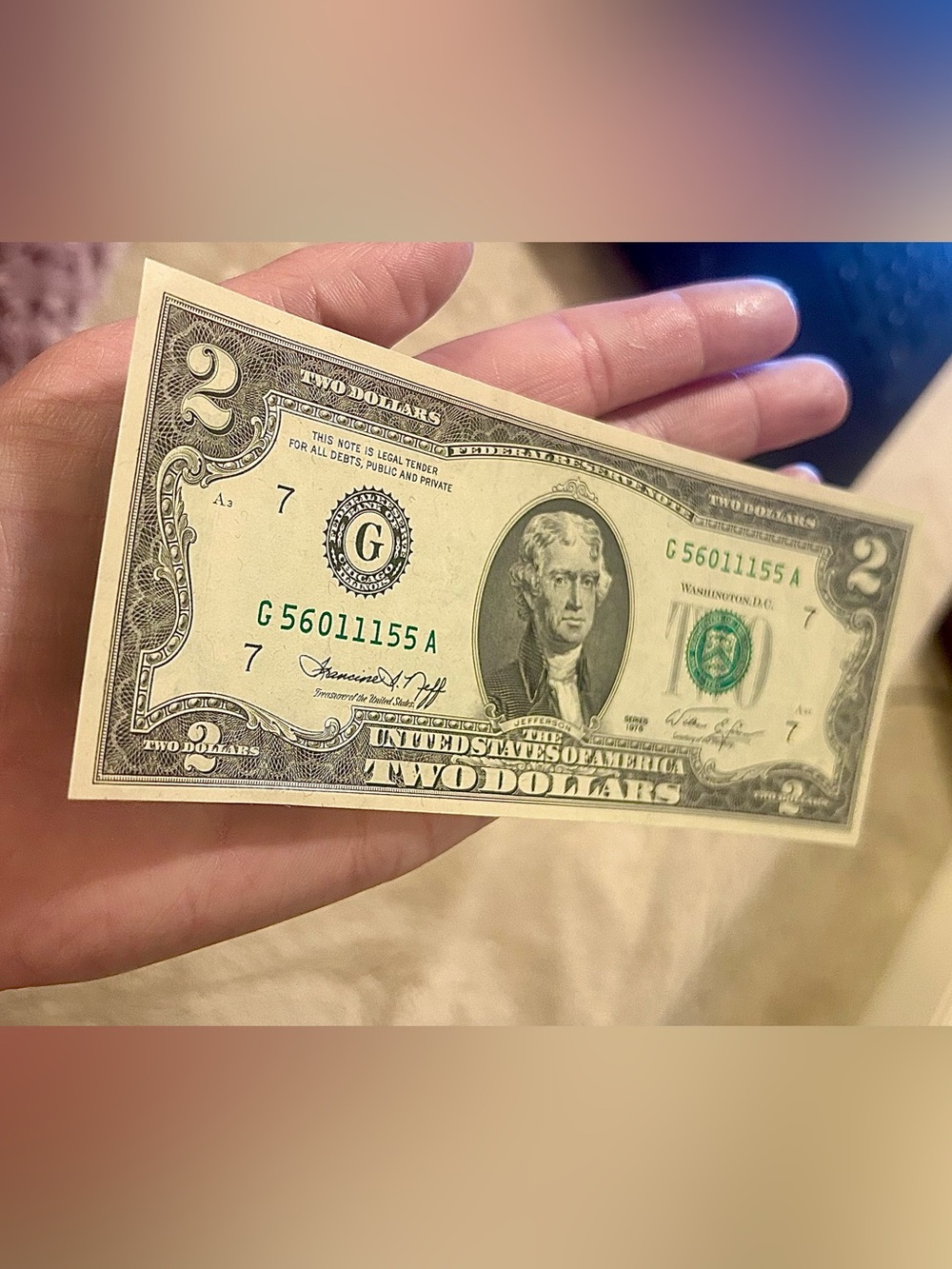 RARE 1976 MISPRINT/ERROR $2 Bill - Collectors Item UNEVEN CUT US Mint